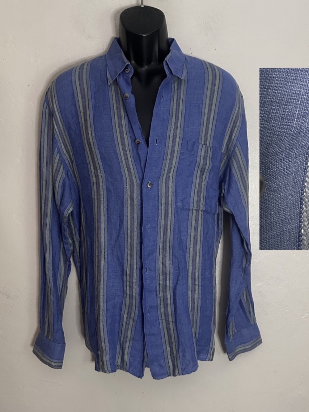 Mondo di Marco Striped Linen Shirt 22"armpit to armpit Gently worn Made in Italy